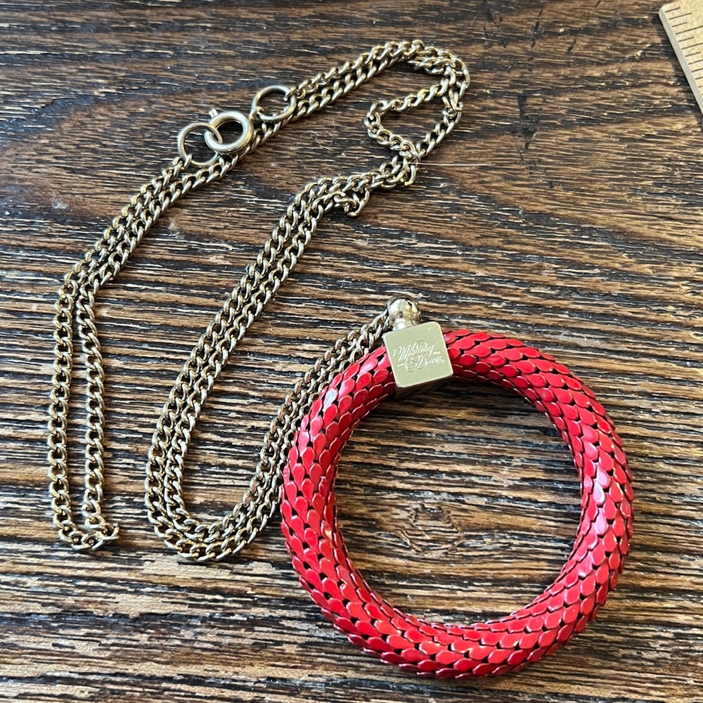 RARE Vintage Whiting and Davis red mesh necklace 24”